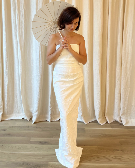 GEORGETTE - Bernadette - Theodore Short Wedding Dress With Flower Appliqués - G013