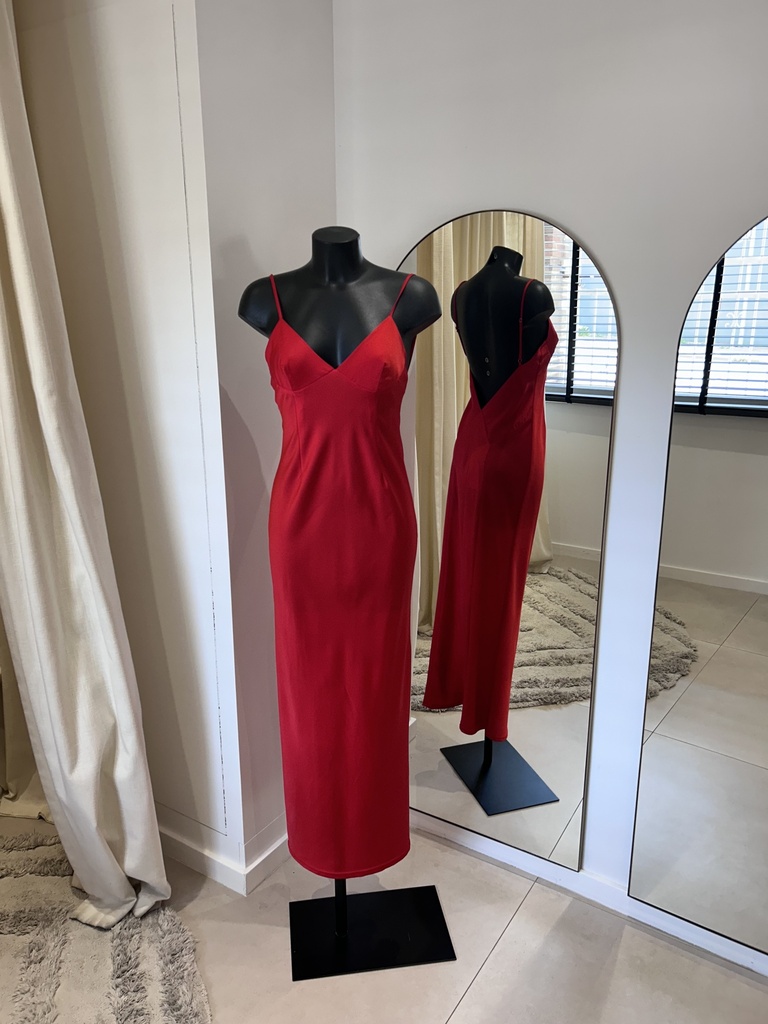 MESHKI - Robe rouge, maxi dos nu - T36 - 1302