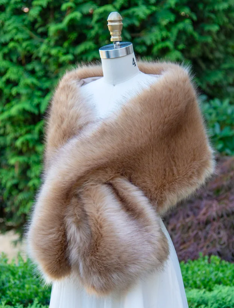  LOC - Veste écharpe fourrure caramel -  C04004