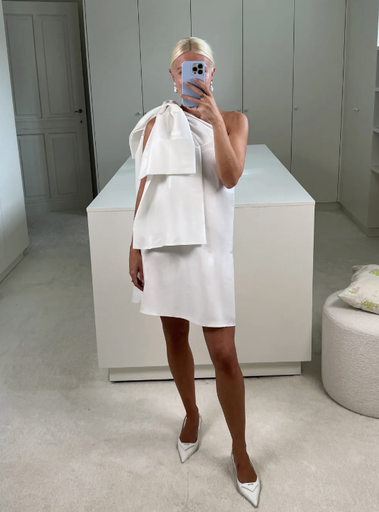 [G014] GEORGETTE - Bernadette - Winnie Short Wedding Dress With Bow - G014