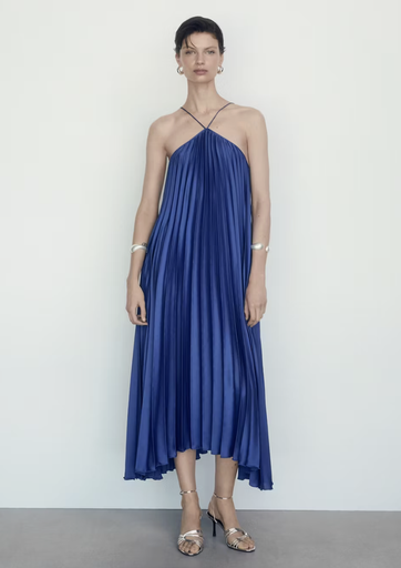 Robe Plissée Bleue Nuit- T36 - P0035