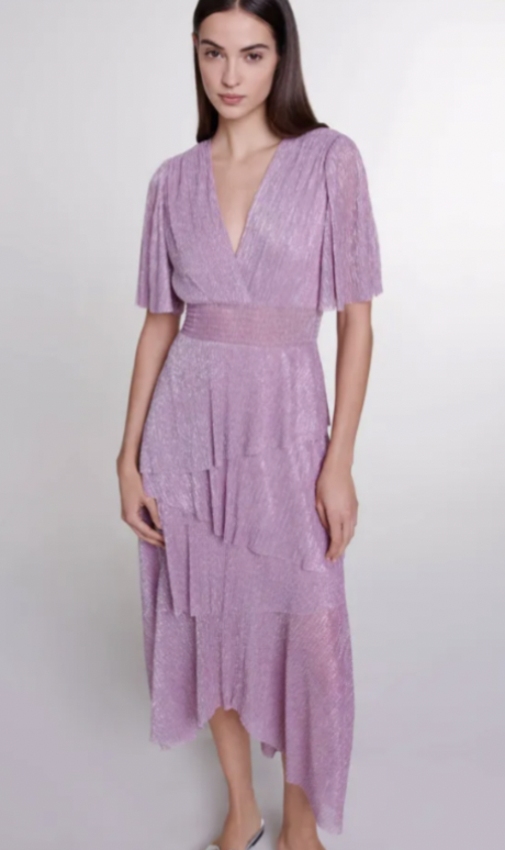 MAJE - Robe mi-longue mauve  - C03547