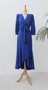 Robe Midi cache-coeur bleue - T36 - C03574