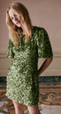 SEZANE - Robe Mini à sequins kaki T40  - C03602