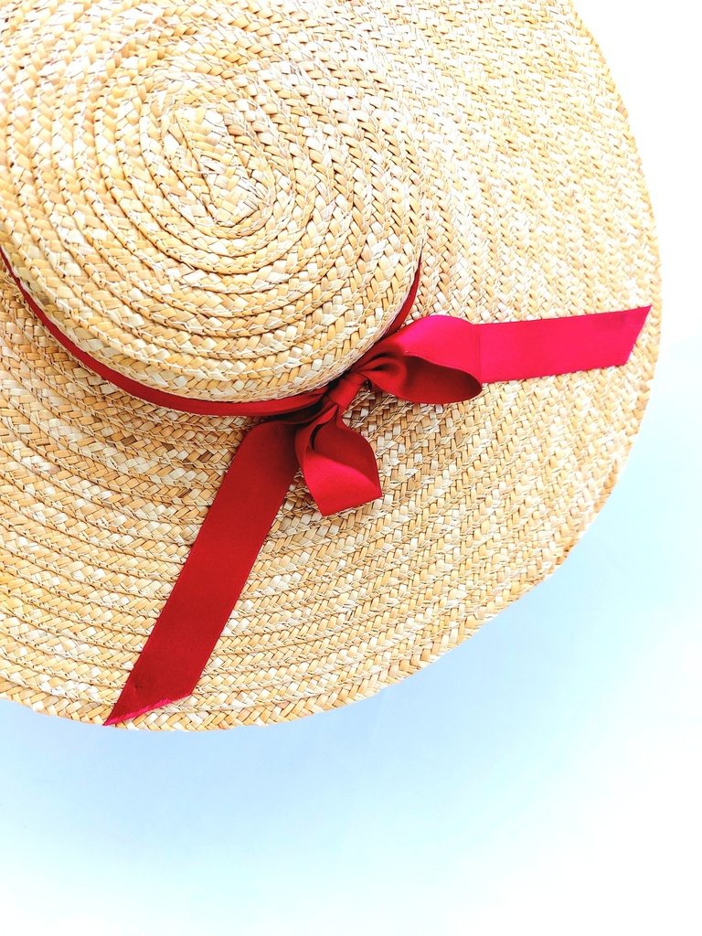 T&O CONCEPT - Chapeau paille à ruban rouge - A552