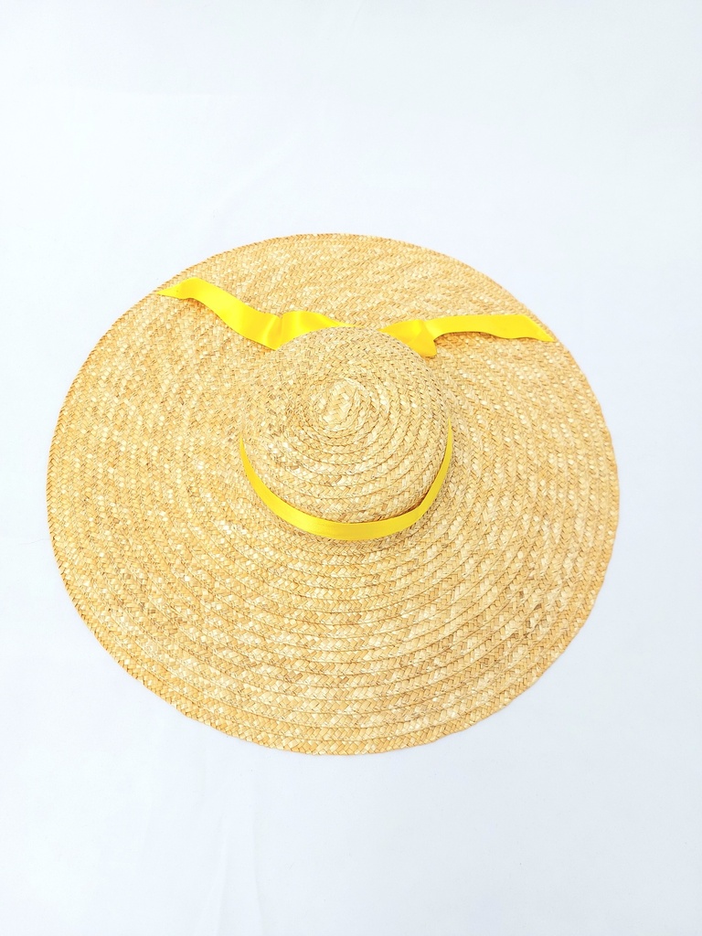 T&O CONCEPT - Chapeau en paille à ruban jaune - A553