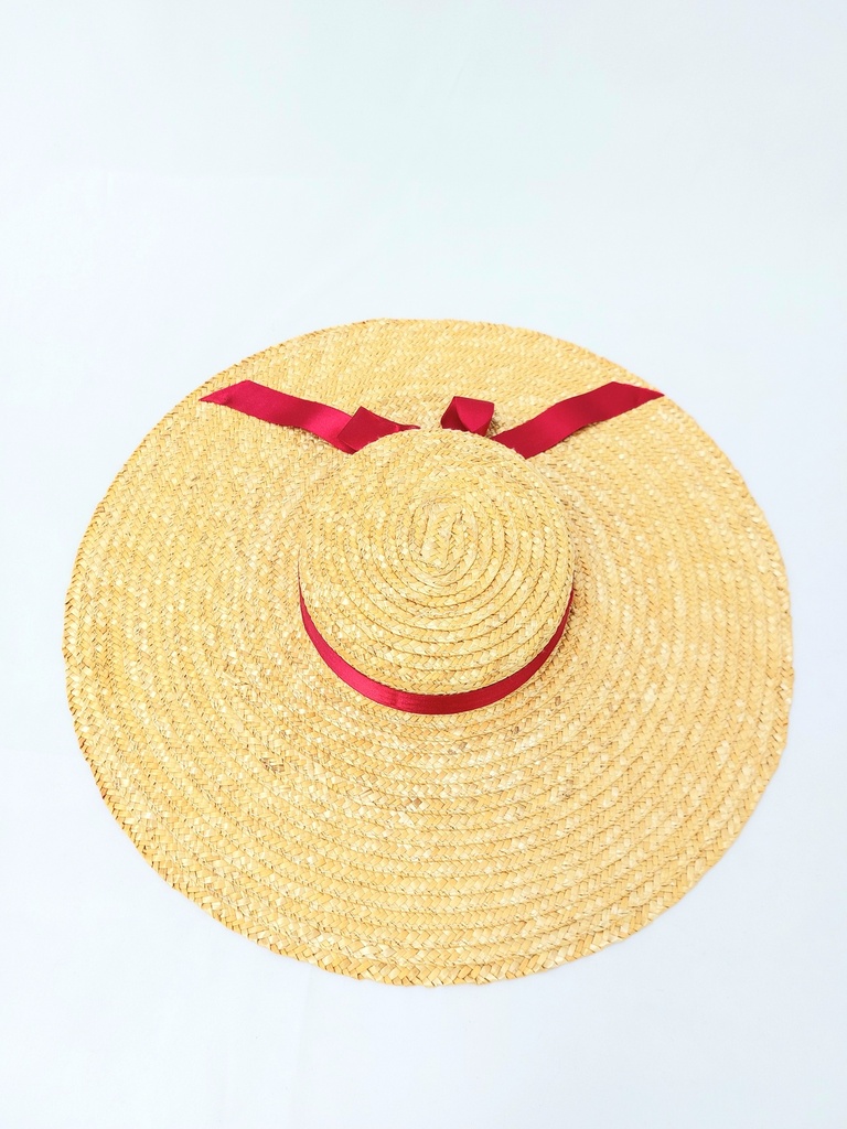 T&O CONCEPT - Chapeau paille à ruban rouge - A552