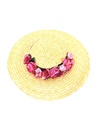 T&O CONCEPT - Chapeau paille large & fleurs roses et mauves - A555