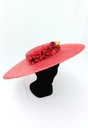 T&O CONCEPT - Chapeau rouge à fleurs rouges  - A639