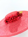 T&O CONCEPT - Chapeau rouge à fleurs rouges  - A639
