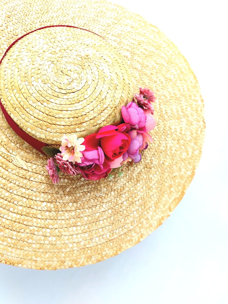 T&O CONCEPT - Chapeau Paille Large Mauve clair - A558