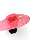 T&O CONCEPT - Chapeau Framboise à fleurs beiges  - A560
