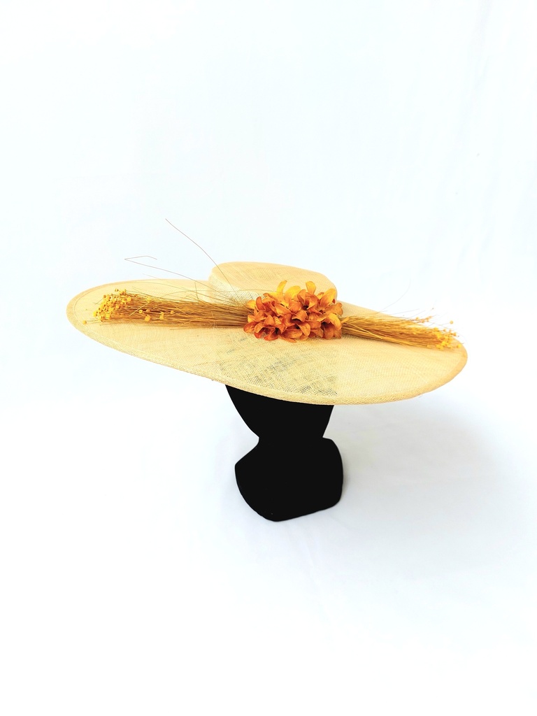 T&O CONCEPT - Chapeau naturel fleurs jaunes - A561