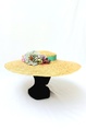 T&O CONCEPT - Chapeau paille fleurs turquoise - A559