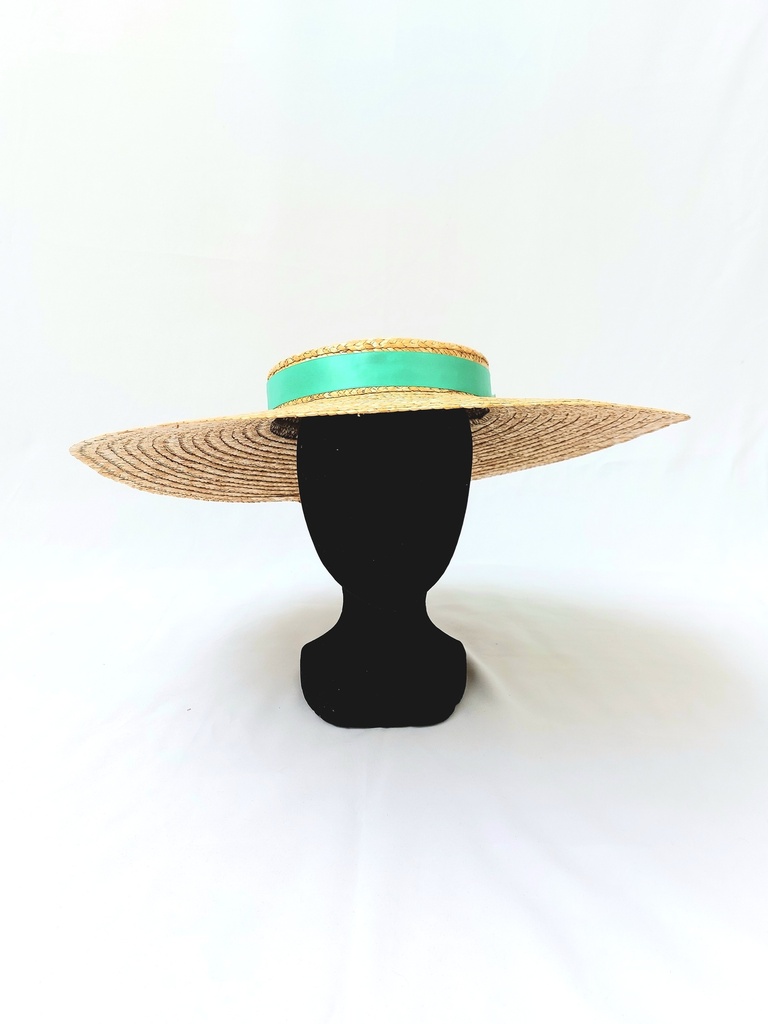 T&O CONCEPT - Chapeau paille fleurs turquoise - A559