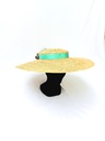 T&O CONCEPT - Chapeau paille fleurs turquoise - A559