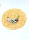 T&O CONCEPT - Chapeau paille fleurs turquoise - A559
