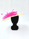 T&O CONCEPT - Chapeau Crème avec plumes fuschia - A709