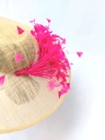 T&O CONCEPT - Chapeau Crème avec plumes fuschia - A709