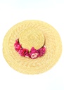 T&O CONCEPT - Chapeau paille large fleurs fuchsia - A557