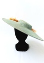 T&O CONCEPT - Chapeau vert à fleurs jaunes  - A637