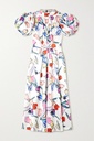 ROTATE - Robe mi-longue blanche fleurie - C03616