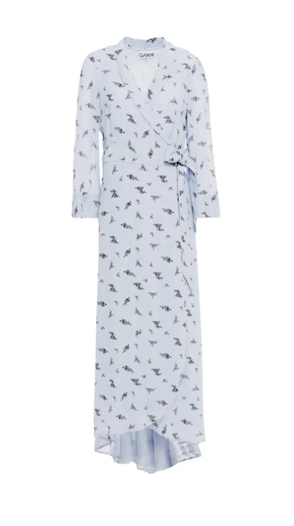 GANNI Robe porte-feuille fleur bleue - 1051
