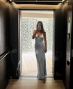 BARDOT Longue robe bleue ciel satin - 1385