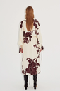 EIKO Kimono blanc cassé, fleurs bordeaux - 1516