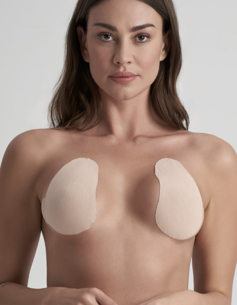 BYE BRA - Adhésifs Pads – Beige & Cache-tétons Satinés - (D-F)