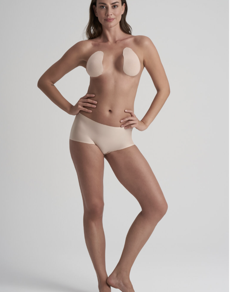 BYE BRA - Adhésifs Pads – Beige & Cache-tétons Satinés - (D-F)