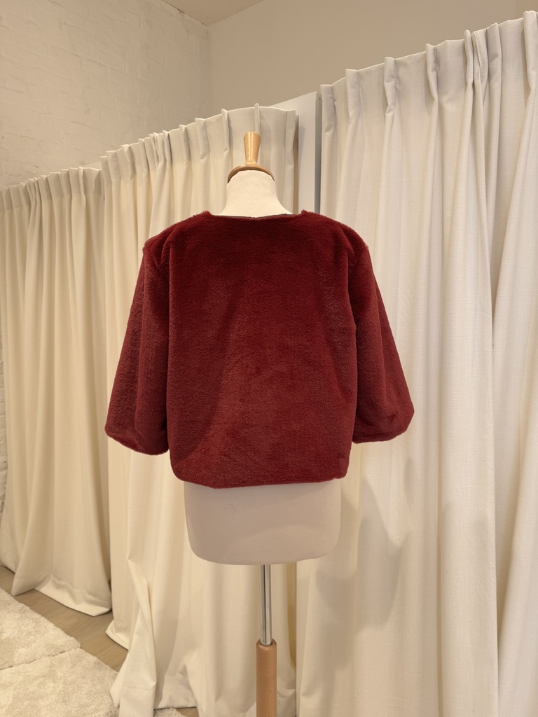 Veste fourrure bordeaux - T38 - C01129