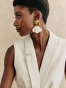 LOC - SEZANE - Bijoux - BO dorée et blanc-  A1045
