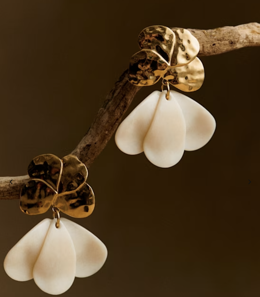 LOC - SEZANE - Bijoux - BO dorée et blanc-  A1045