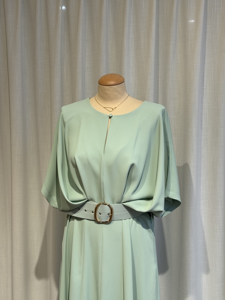 IMPERIAL - Robe vert pale ceinturé - P0005
