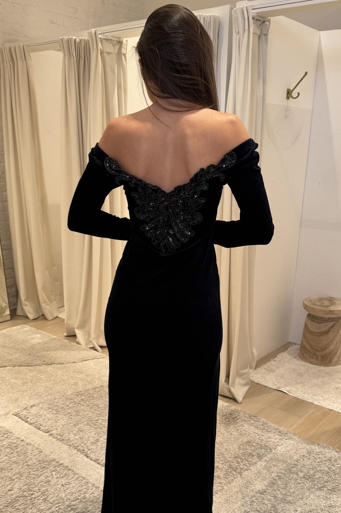 Robe en velour avec perle à l'arrière - P0022 