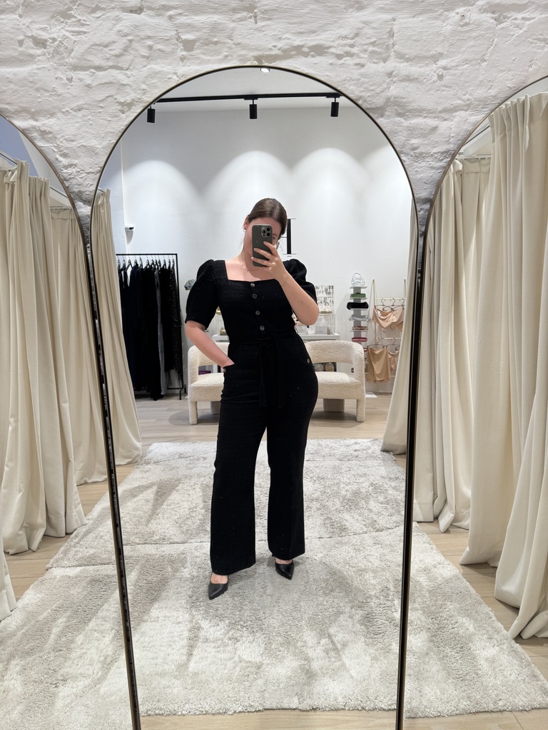 SANDRO - Combinaison tweed noir  - P0025 