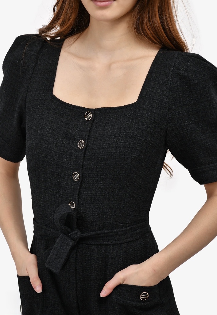 SANDRO - Combinaison tweed noir  - P0025 