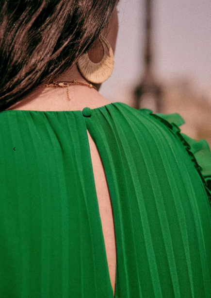 SEZANE - Robe courte verte PHILIPPINE - C02646