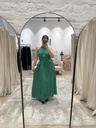 MAJE - Robe Maxi verte satinée  - P0026