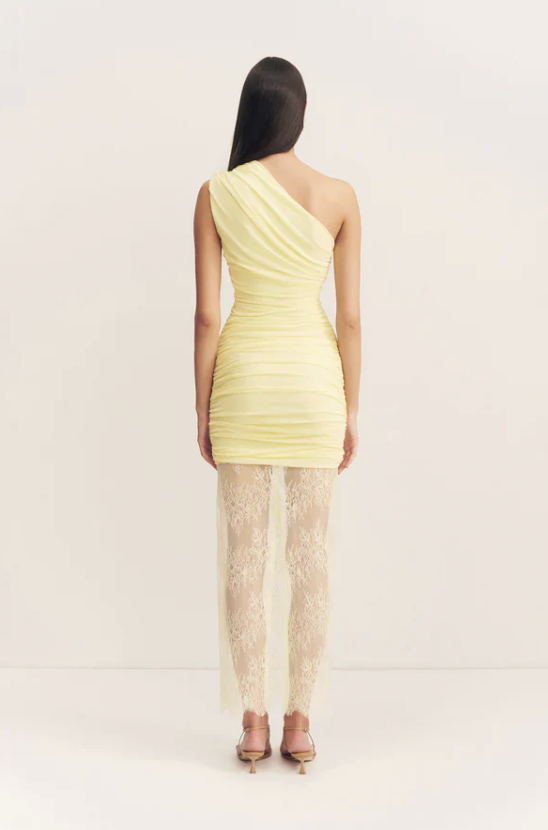 GEORGETTE - Lace Gathered One-Shoulder Dress - Shona Joy - T34 - G029