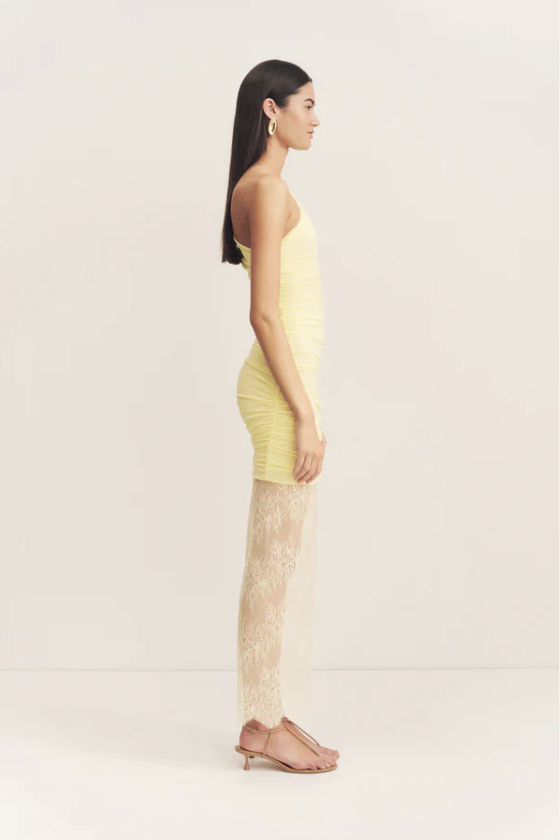 GEORGETTE - Lace Gathered One-Shoulder Dress - Shona Joy - T34 - G029