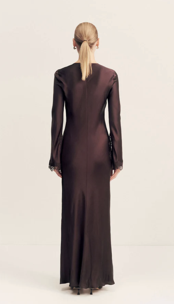 GEORGETTE - Allegra Lace Plunged Maxi Dress - Shone Joy - T36 - G038