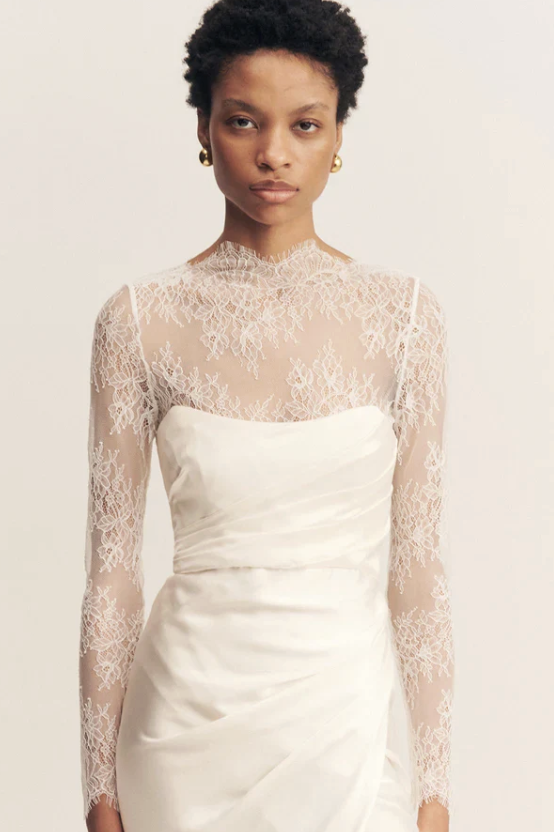 GEORGETTE - Lambent Lace Long Sleeve Bridal Bodysuit - G044