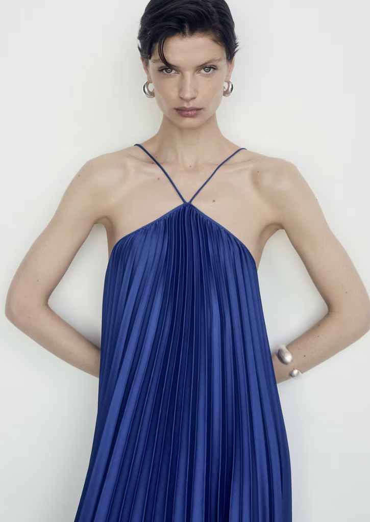 Robe Plissée Bleue Nuit- T36 - P0035