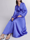 MAJE - Robe Maxi violet satinée longues manches - P0081