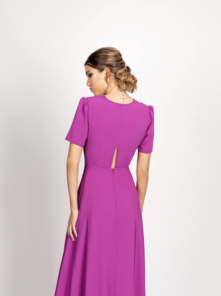 ROCIO OSORNO - Robe mi-longue fushia  - C03034