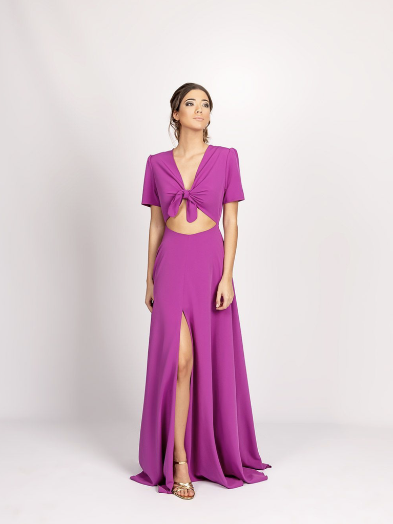 ROCIO OSORNO - Robe mi-longue fushia  - C03034