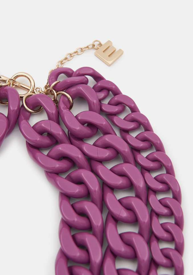 ESSENTIEL - Collier à maillons en résine pourpre A900