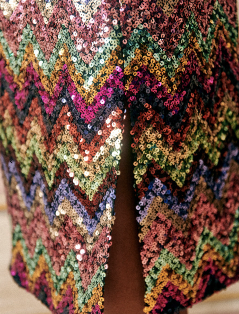 SEZANE - ROMAINE - Robe mi-longue bustier sequins - C03064